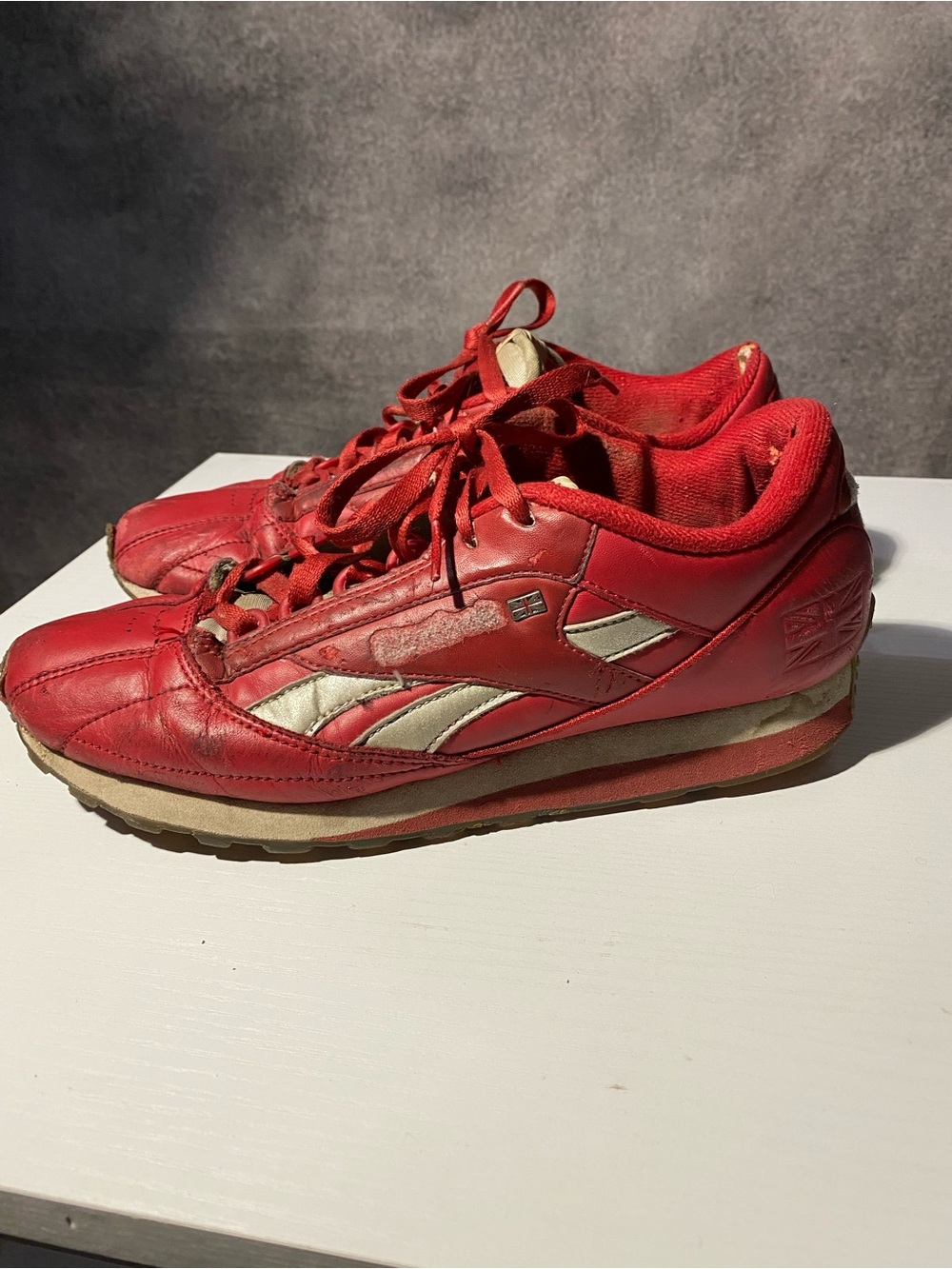 Vintage Reebok Classic Leather Red Silver US 8.5  As-Is